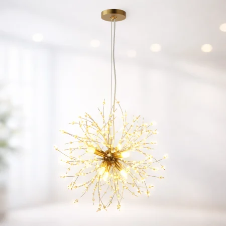 PENDULE - Lustră 2403/350 GD Modernă din Metal Auriu și Acril – 6 LED-uri G9 Incluse, Diametru 35 cm