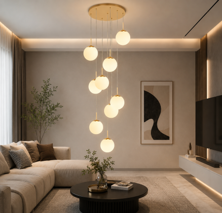 Lustre - Lustră 2403/9 suspendată cu 9 globuri din sticlă