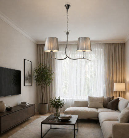 LUSTRE - Lustră 8126/2 crom cu 2 abajururi textile gri