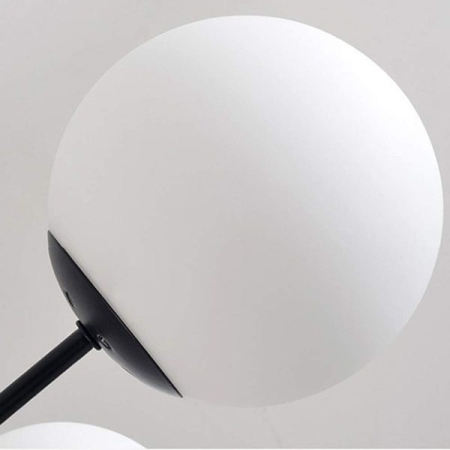 Lustră 9208/3+3 din metal negru cu globuri din sticlă alb mat – design modern, 6 surse de lumină E27 [2]