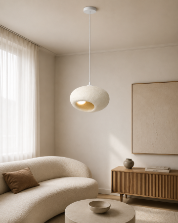 LUSTRE - Lustră decorativă 2600/B albă, design organic cu textură minerală, 25×40 cm