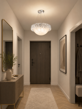 Lustre - Lustră LED 1063/1 Acril și Crom, 80W, Ø35 cm, Telecomandă