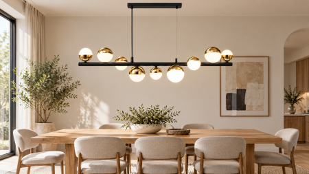 Lustre - Lustră LED 6029 negru-auriu, 9 sau 13 globuri