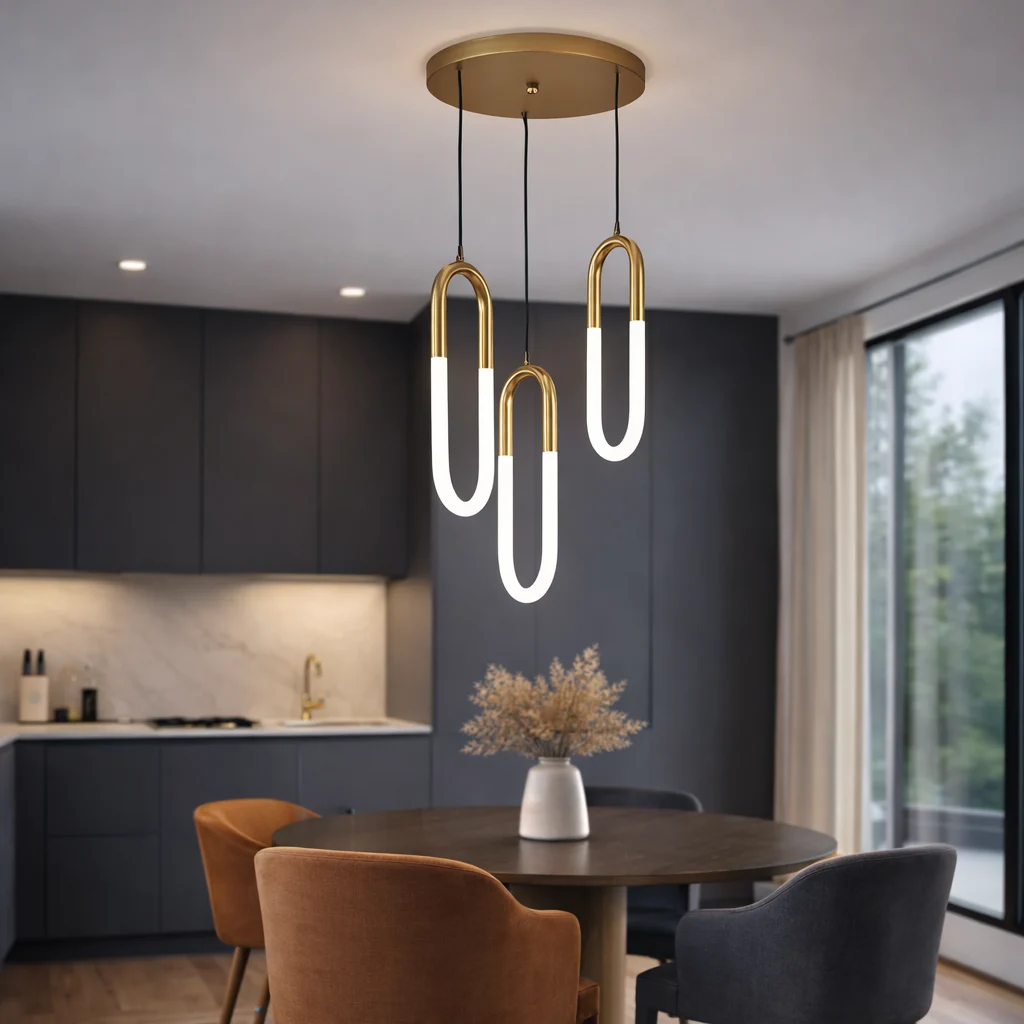 LUSTRE - Lustră LED suspendată 2605/3, design modern tip U, auriu, lumină reglabilă