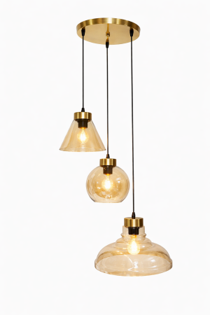 LUSTRE - lustra-2371-3-aurie-globuri-sticla-amber-e27-reglabila