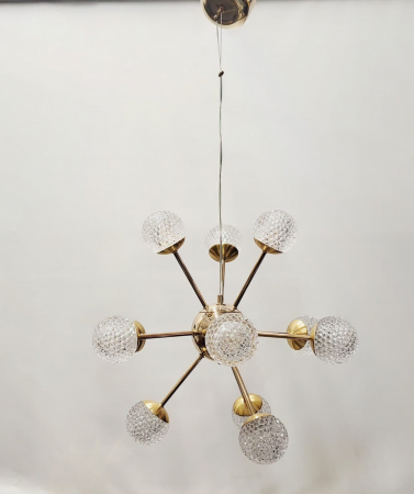 LUSTRE - Lustră modernă LED 12 surse 222/12, design sferic, acril semitransparent, auriu/crom, 60W, reglabilă 3000-6000K