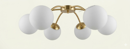 LUSTRE - Lustra plafon 2610/6 aurie cu globuri mate Ø60 cm