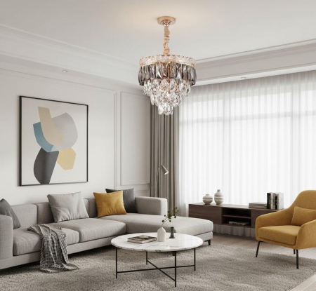 LUSTRE - Lustră suspendată 3352/300 – design elegant cu cristale K9, finisaj auriu, Ø30 cm