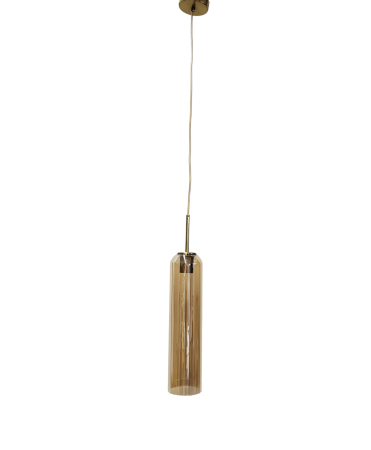 PENDULE - Pendul 2315/1 din metal și sticlă aurie – iluminat suspendat modern, lungime 1 m, abajur cilindric 50 cm, soclu E27
