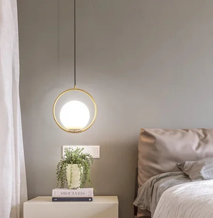 Pendul 1113/1 din metal și sticlă albă, finisaje auriu, crom sau negru, Ø25×H100 cm [2]