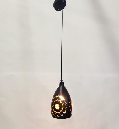 PENDULE - Pendul 60225/1 din metal negru cu efecte de lumină și cristal acrilic