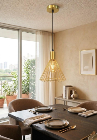 PENDULE - Pendul 8205/1 metal auriu și negru tip colivie design modern