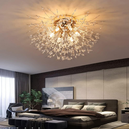 APLICE SI PLAFONIERE - Plafonieră 2403/500 LED 5xG9, 50 cm, Temperatură reglabilă 3000-4000-6500K, Metal Auriu & Acril