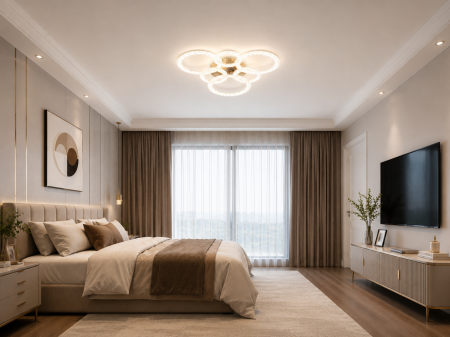 Aplice și plafoniere - Plafonieră LED aurie 3111/3+3, 240W, diametru 60 cm