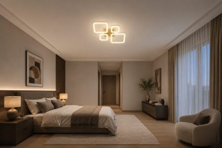 Aplice și plafoniere - Plafonieră LED 3112/2+2 Metal Auriu 160W cu Telecomandă