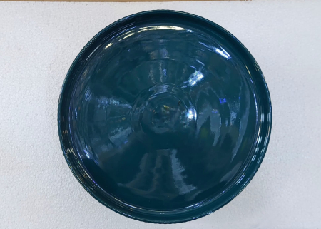 Platou ceramic verde închis cu picior auriu tip piedestal, 25 cm [2]