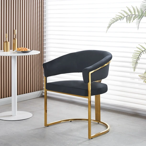 MOBILIER - Scaun elegant S30 catifea și cadru metalic auriu, model evantai, 78 cm