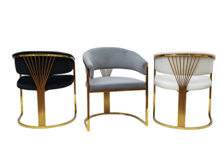 Scaun elegant S30 catifea și cadru metalic auriu, model evantai, 78 cm [3]