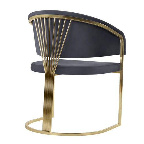 Scaun elegant S30 catifea și cadru metalic auriu, model evantai, 78 cm [2]