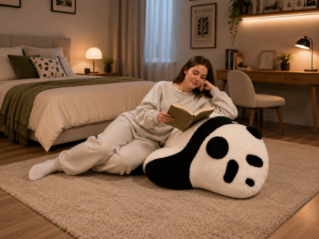 MOBILIER - Scaun Panda 11242 alb-negru plușat