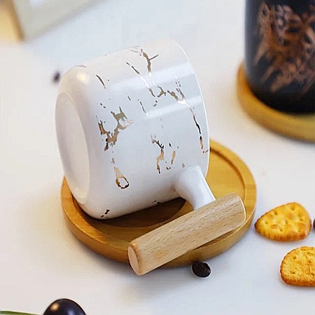 Set 2 cani de cafea cu tavita din lemn 200 ml [2]