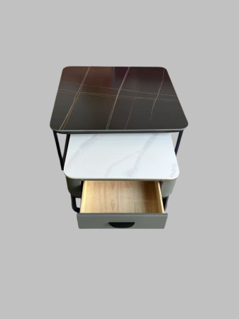 Set măsuțe cafea 2507, design modern marmură alb-negru, cadru metalic, 80x82 cm [1]