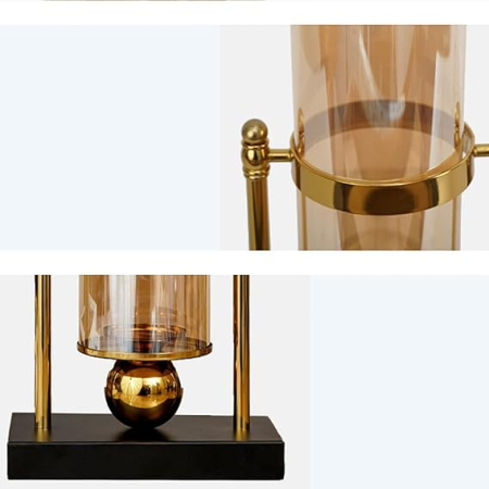 Vază decorativă 8819 din metal auriu și sticlă aurie, cilindru 36 cm [4]