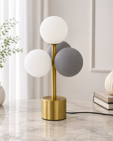 Veioze și lampadare - Veioză 8521 cu două globuri luminoase și două globuri decorative