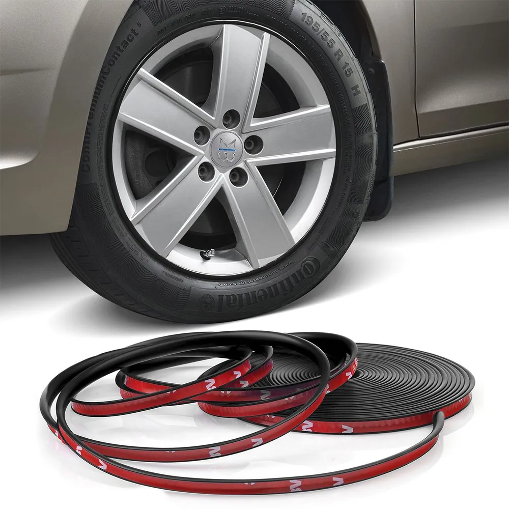 Accesorii Roti - Inele de protectie si decor jante, adezive, din plastic flexibil - NEGRU