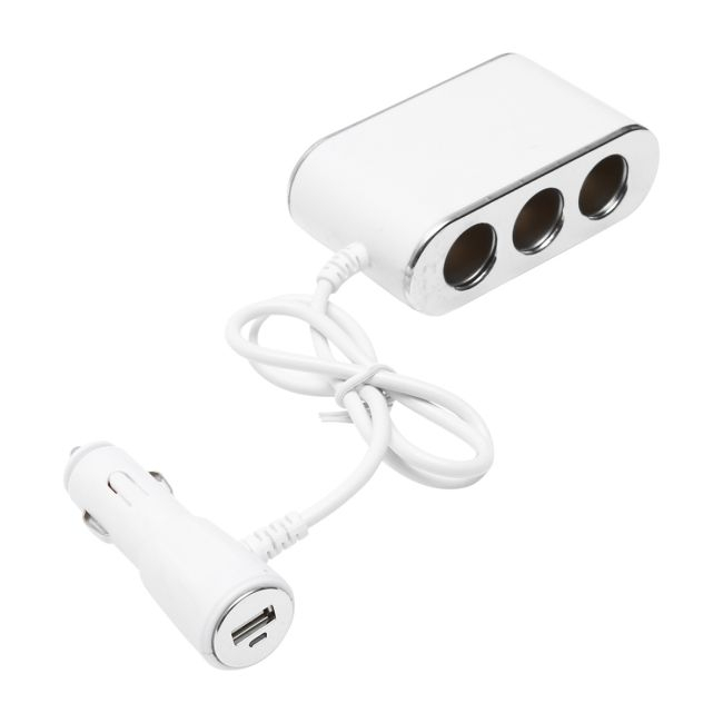 Adaptor bricheta auto tripla 12/24V, iluminata LED, cu intrerupator individual si 1 port USB, 5V, 2.1A [6]