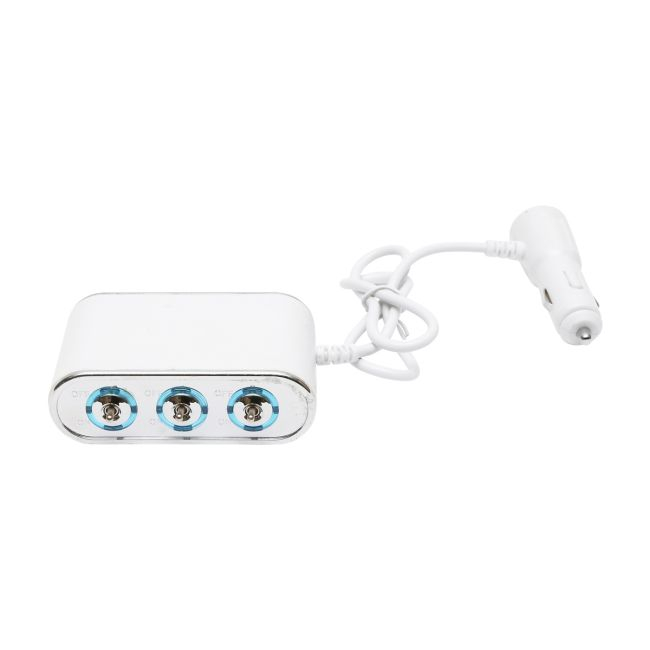 Adaptor bricheta auto tripla 12/24V, iluminata LED, cu intrerupator individual si 1 port USB, 5V, 2.1A [7]