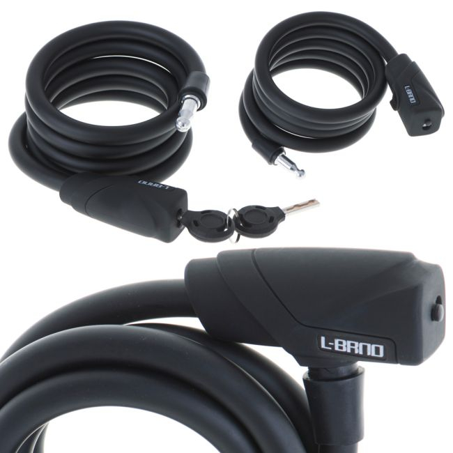 Antifurt bicicleta, Dispozitiv de blocare biciclete, spiralat, cu cheie, lungime 150cm, culoare Neagra [5]