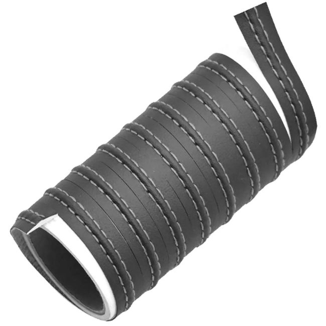 Banda decorativa pentru interiorul vehiculului, lungime 2m, din piele ecologica, culoare Neagra + cusatura Alba [1]