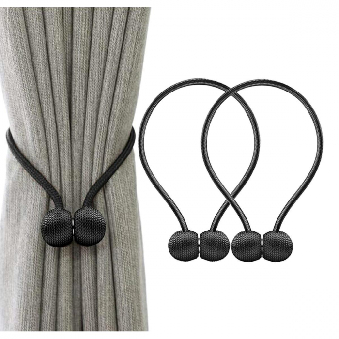 Bratara magnetica de prindere perdele/draperii, model BLACK BALLS [1]