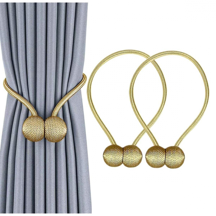 Bratara magnetica de prindere perdele/draperii, model GOLDEN BALLS [1]