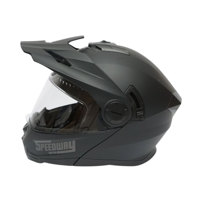 Casca motocross integrala, negru mat cu viziera transparenta si ochelari de soare marimea XL, model LION [3]