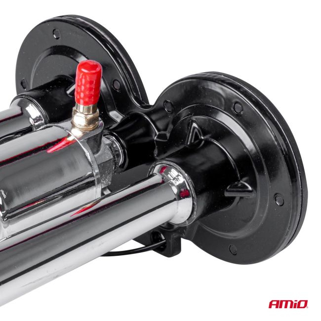 Claxon Camion de tip "goarna", dublu, bitonal, finisaj cromat, alimentare 12V - 24V, 118 dB [5]