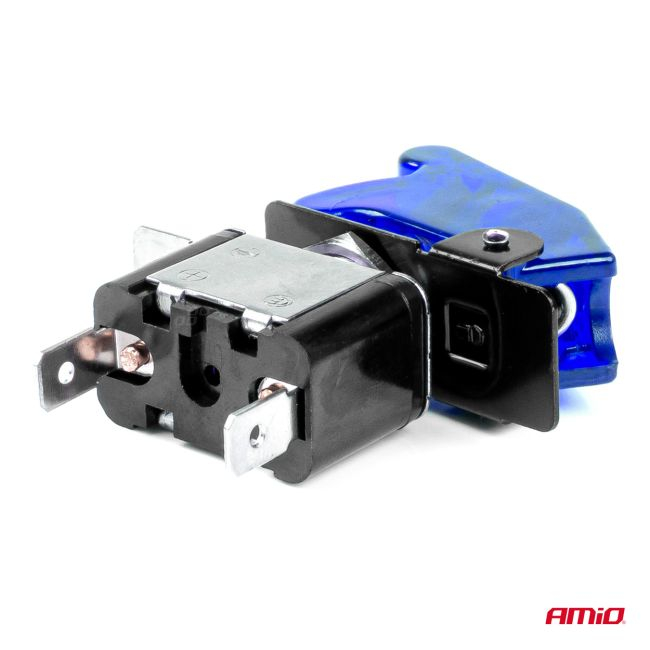 Comutator iluminat (intrerupator) cu protectie, destinatie auto, moto, ATV, SSV, Off-Road, model "TOP GUN", tensiune 12V - 24V, culoare Albastra [3]