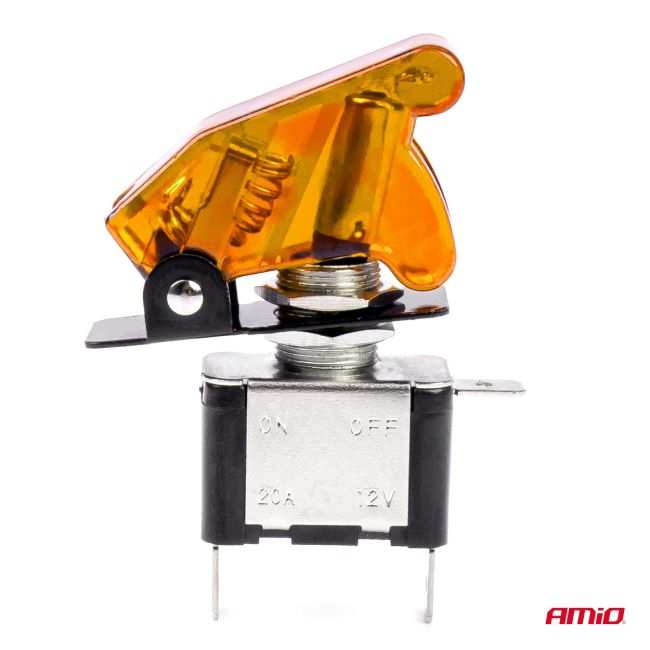 Comutator iluminat (intrerupator) cu protectie, destinatie auto, moto, ATV, SSV, Off-Road, model "TOP GUN", tensiune 12V - 24V, culoare Orange [3]