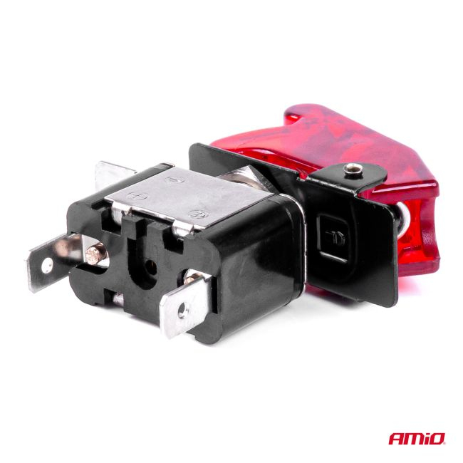 Comutator iluminat (intrerupator) cu protectie, destinatie auto, moto, ATV, SSV, Off-Road, model "TOP GUN", tensiune 12V - 24V, culoare Rosie [4]
