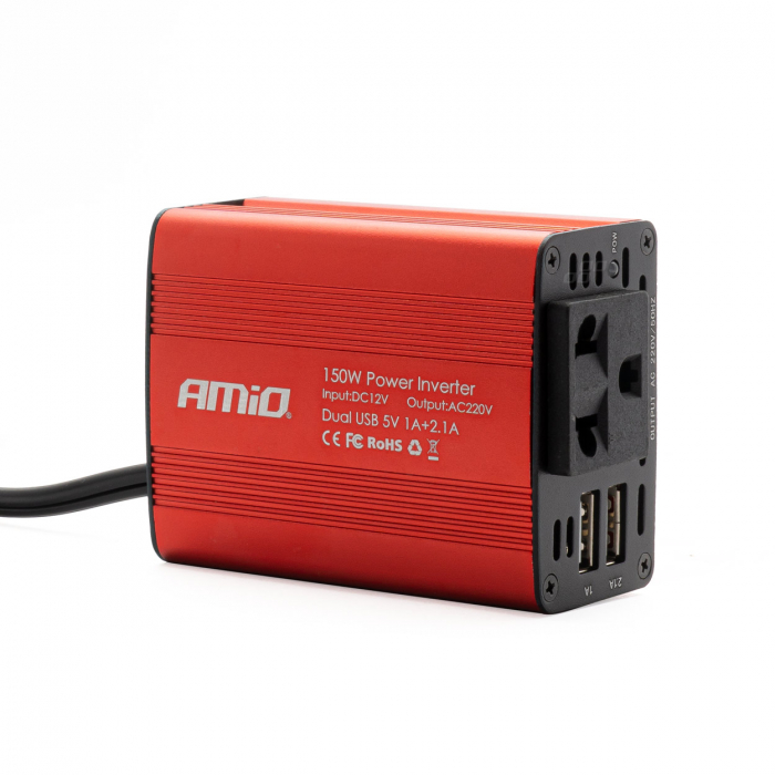 Convertor de tensiune 12V -> 230V, 150W/300W, 2 x USB 5V [1]