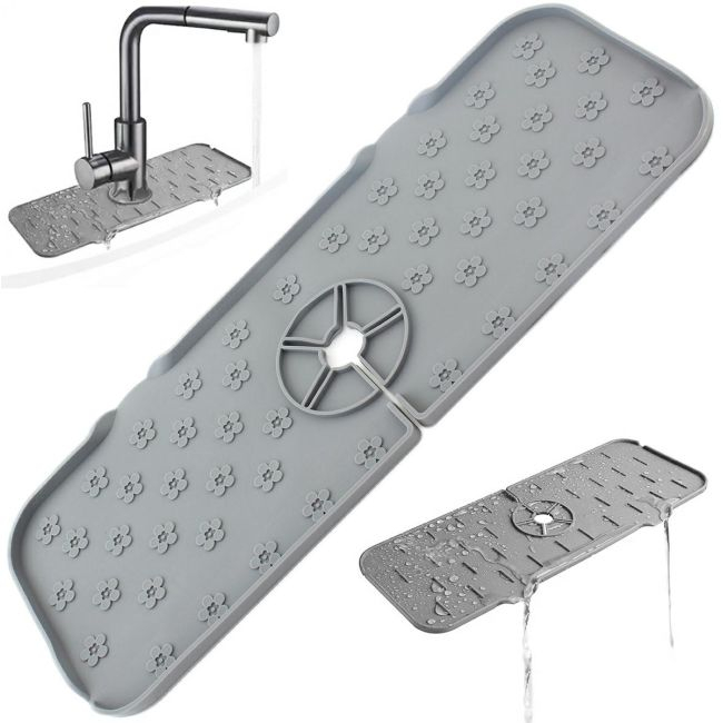 Covoras din silicon anti-picurator pentru lavoare, dimensiune 36,5 x 14 cm, culoare Gri [5]