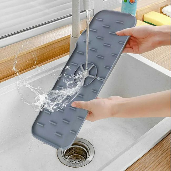 Covoras din silicon anti-picurator pentru lavoare, dimensiune 36,5 x 14 cm, culoare Gri [4]