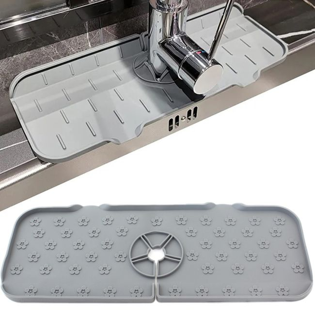 Covoras din silicon anti-picurator pentru lavoare, dimensiune 36,5 x 14 cm, culoare Gri [6]