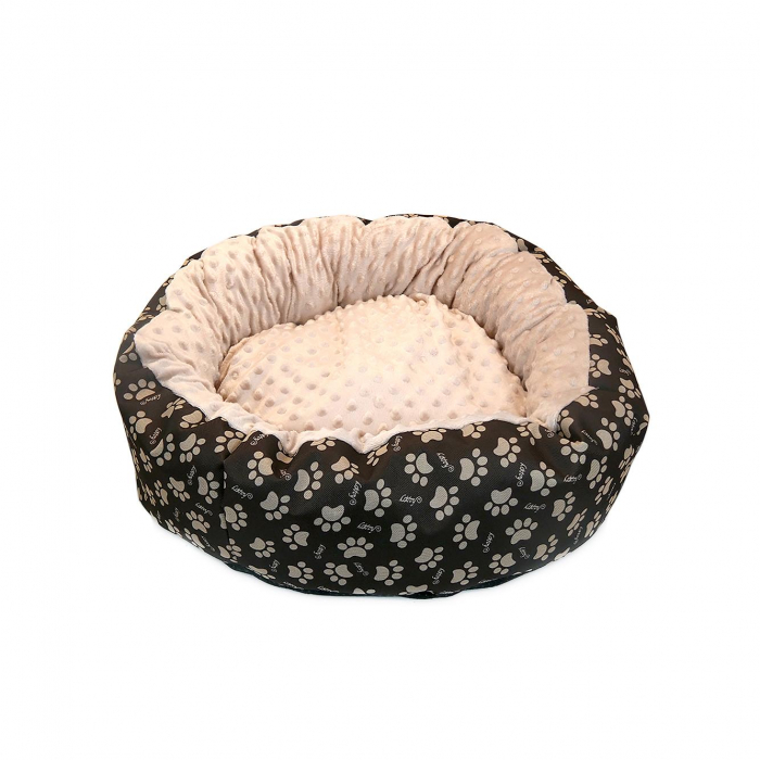 Culcus moale cu perna, pentru caine/pisica, Model Minky, culoare crem-maro, impermeabil, baza antiderapanta, 50 cm [3]