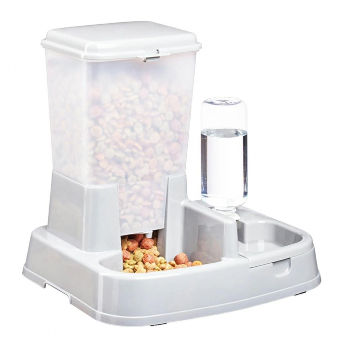 Distribuitor de alimente si apa pentru animale, 2in1, culoare Alba [1]