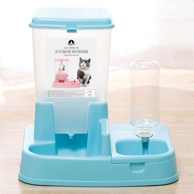 Distribuitor de alimente si apa pentru animale, 2in1, culoare Albastru [1]