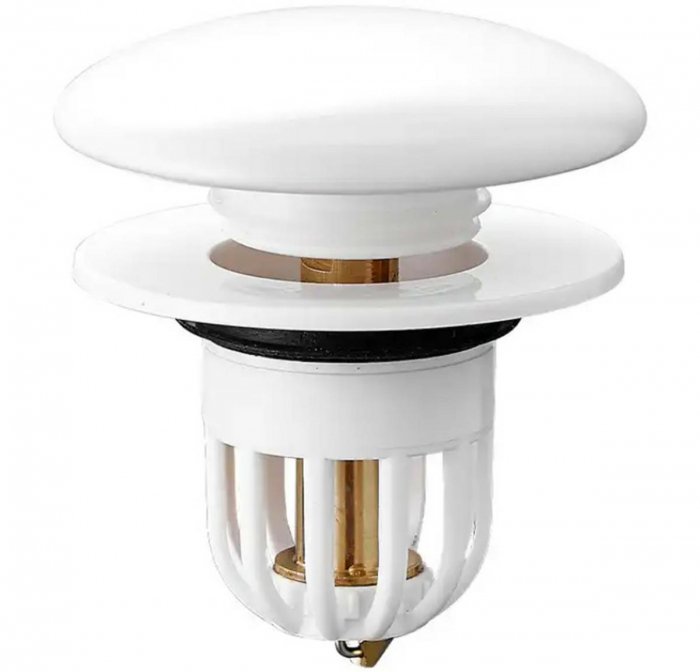 Dop scurgere chiuveta, universal, deschidere cu click, material oțel, diametru exterior 66 mm, culoare Alba [2]