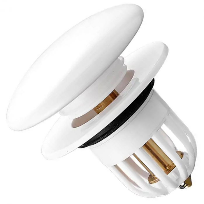 Dop scurgere chiuveta, universal, deschidere cu click, material oțel, diametru exterior 66 mm, culoare Alba [1]