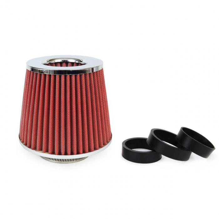 Filtru de aer conic rosu + chrome  cu 3 adaptoare [3]